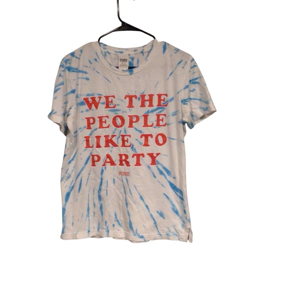 Victoria Secret PINK Tee Shirt Tie Dye "We The People Like To Party" XS - Picture 1 of 3
